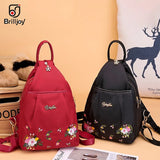 Embroidery Backpack Women Oxford Anti Theft Schoolbag Travel Backpack
