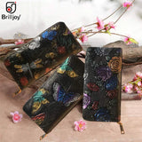 Butterfly Long Wallet Clutch Floral Wristband Bag Female Purse