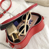 Red Love Heart Shape Shoulder Bag Chain Crossbody Clutch Purse