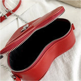 Red Love Heart Shape Shoulder Bag Chain Crossbody Clutch Purse