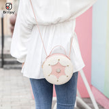 Round Leather Shoulder Bag Crossbody Tote Handbag