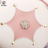 Round Leather Shoulder Bag Crossbody Tote Handbag