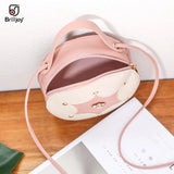 Round Leather Shoulder Bag Crossbody Tote Handbag