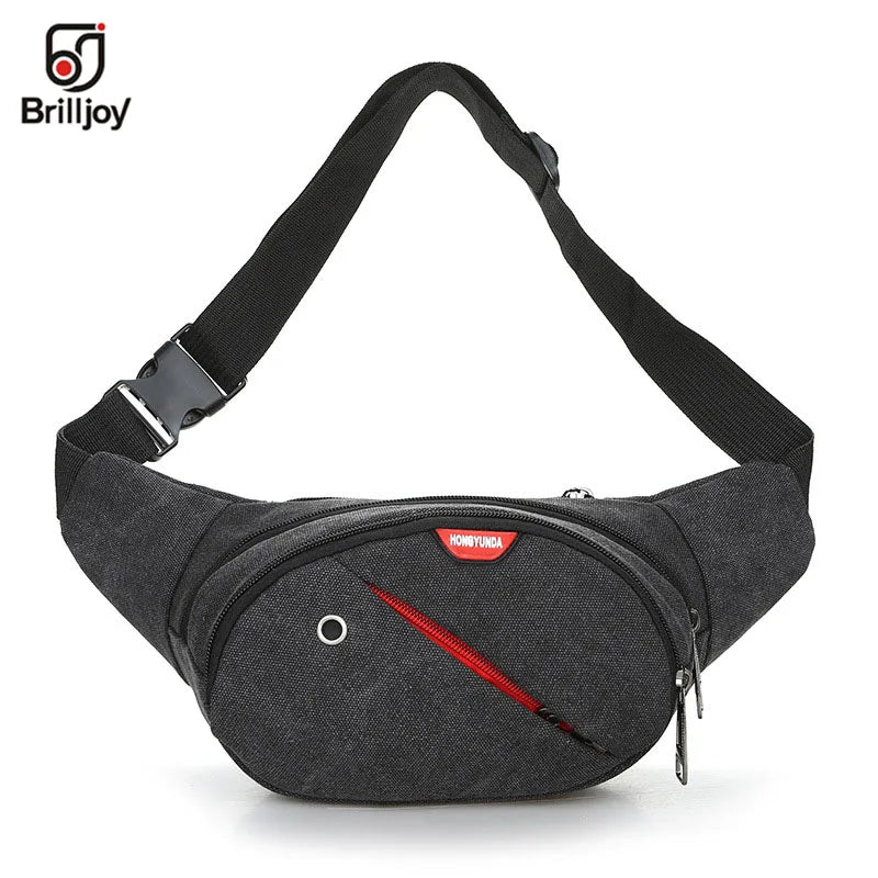 Brilljoy Canvas Waist Pack Shoulder Bags Zipper Chest Travel Fanny Waist Pack