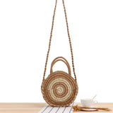 British Style Beach Straw Bag Round Stripes Messenger Dual-use Casual Bag