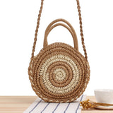 British Style Beach Straw Bag Round Stripes Messenger Dual-use Casual Bag