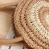 British Style Beach Straw Bag Round Stripes Messenger Dual-use Casual Bag