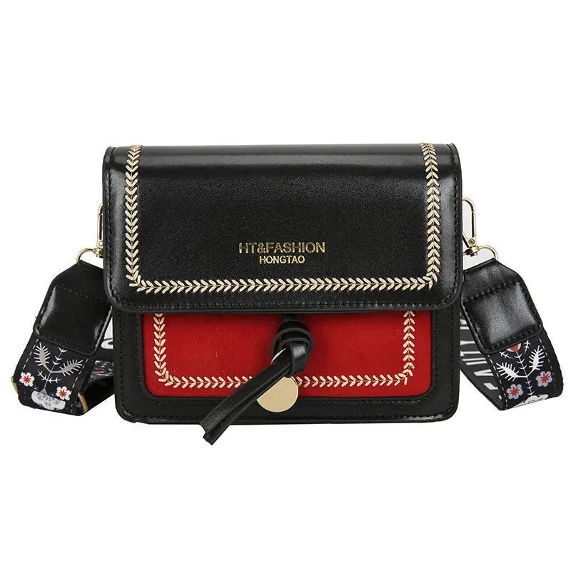 Contrast Leather Crossbody Bags for Women