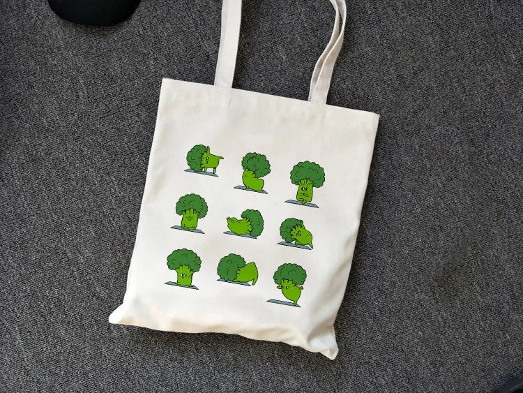 Broccoli Yoga Funny Women's Canvas Shoulder Bag
