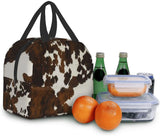 Brown Cow Print Cartoon Insulated Lunch Bag for Women