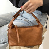 Brown Crossbody Bags for Women Pu Leather Messenger Bags Vintage Chain Shoulder