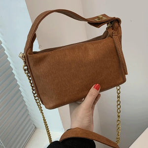 Brown Crossbody Bags for Women Pu Leather Messenger Bags Vintage Chain Shoulder