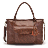 Brown PU Large Women Tote Bag, Multifunction Shoulder Bag