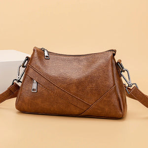 Women's Brown Sheepskin Leather Shoulder Bag Crossbody Purse