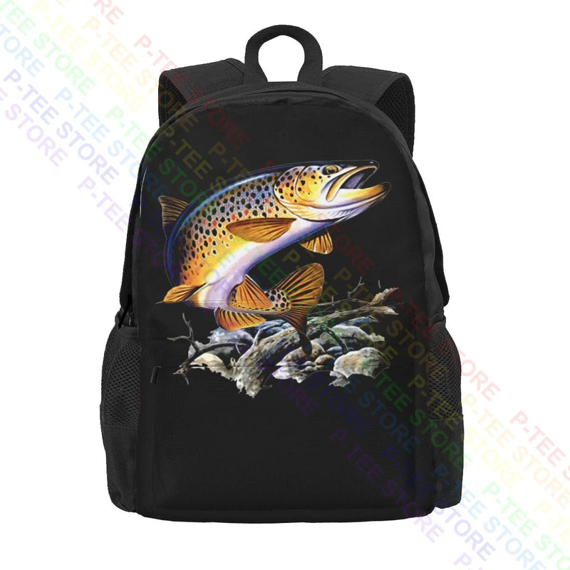 Brown Trout Fishing Backpack School Style Sports Bag