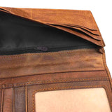 Brown Vintage Cow Leather Wallet Long Purse