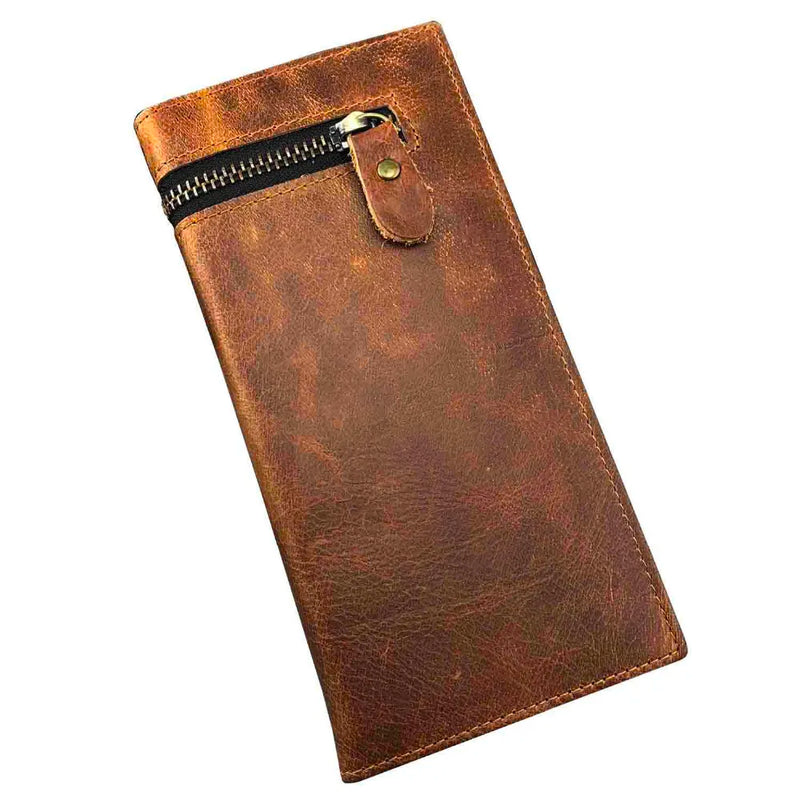 Brown Vintage Cow Leather Wallet Long Purse