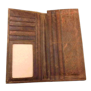 Brown Vintage Cow Leather Wallet Long Purse