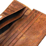 Brown Vintage Cow Leather Wallet Long Purse