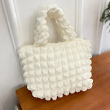 Chiffon Polyester Women Handbag with Zipper Big Capacity Shopping Bags