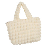 Chiffon Polyester Women Handbag with Zipper Solid Tote Bag