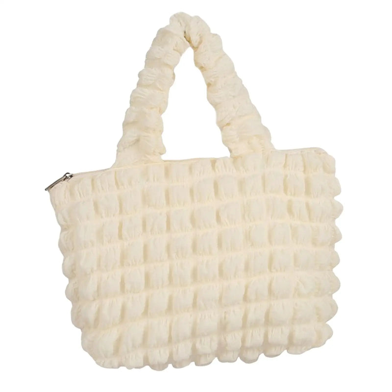 Chiffon Polyester Women Handbag with Zipper Solid Tote Bag