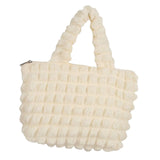 Chiffon Polyester Women Handbag with Zipper Solid Tote Bag