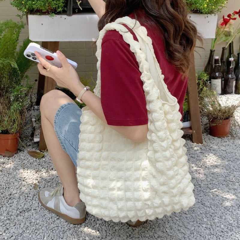 Bubble Flower Women's Shoulder Bag Large Capacity Tote Bag