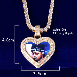 Bubble Letter Photo Necklace for Men Baguette Charms Hip Hop Jewelry