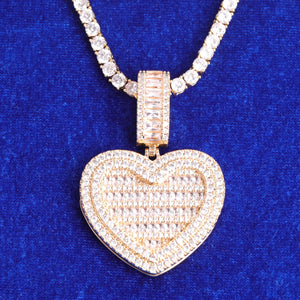 Bubble Letter Heart Pendant Men Necklace Hip Hop Jewelry