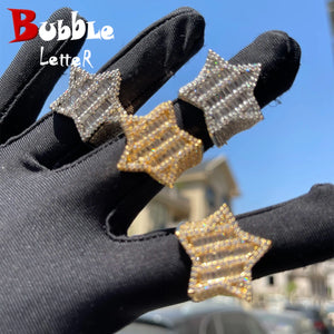 Bubble Letter Men Ring Baguette Star Charm Hip Hop Jewelry Gift