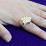 Bubble Letter Men Ring Baguette Star Charm Hip Hop Jewelry Gift