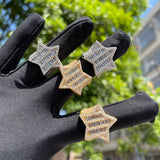 Bubble Letter Men Ring Baguette Star Charm Hip Hop Jewelry Gift