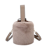 Faux Fur Winter Bucket Bag Handbag Women Shoulder Crossbody Bag