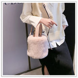Faux Fur Winter Bucket Bag Handbag Women Shoulder Crossbody Bag