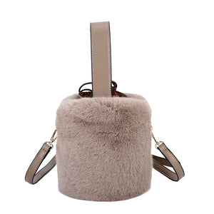 Faux Fur Winter Bucket Bag Women Shoulder Crossbody Bag Plush Hand Bags