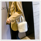Faux Fur Winter Bucket Bag Women Shoulder Crossbody Bag Plush Hand Bags