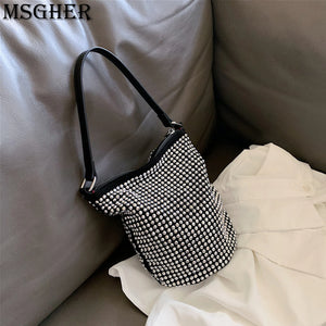 Diamond Inset Bucket Bag for Women Summer Beach Party B024