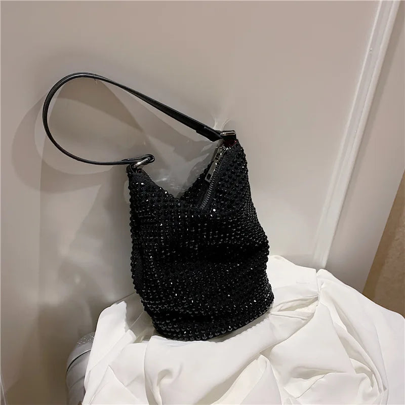 Diamond Inset Bucket Bag for Women Summer Beach Party B024