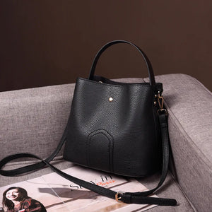 Bucket Bag Women PU Leather Shoulder Messenger Bag