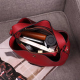 Bucket Bag Women PU Leather Shoulder Messenger Bag