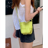 Braided Bucket Bag Mini Shoulder Messenger Lightweight Small Bag