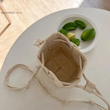 Braided Bucket Bag Mini Shoulder Messenger Lightweight Small Bag