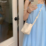 Braided Bucket Bag Mini Shoulder Messenger Lightweight Small Bag