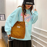 Corduroy Bucket Bag Large Capacity Tote Female Handbags