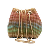 Rainbow Rhinestone Evening Bag with Snake Chain
