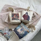 Oil Painting Canvas European Ins Bucket Handbag for Women