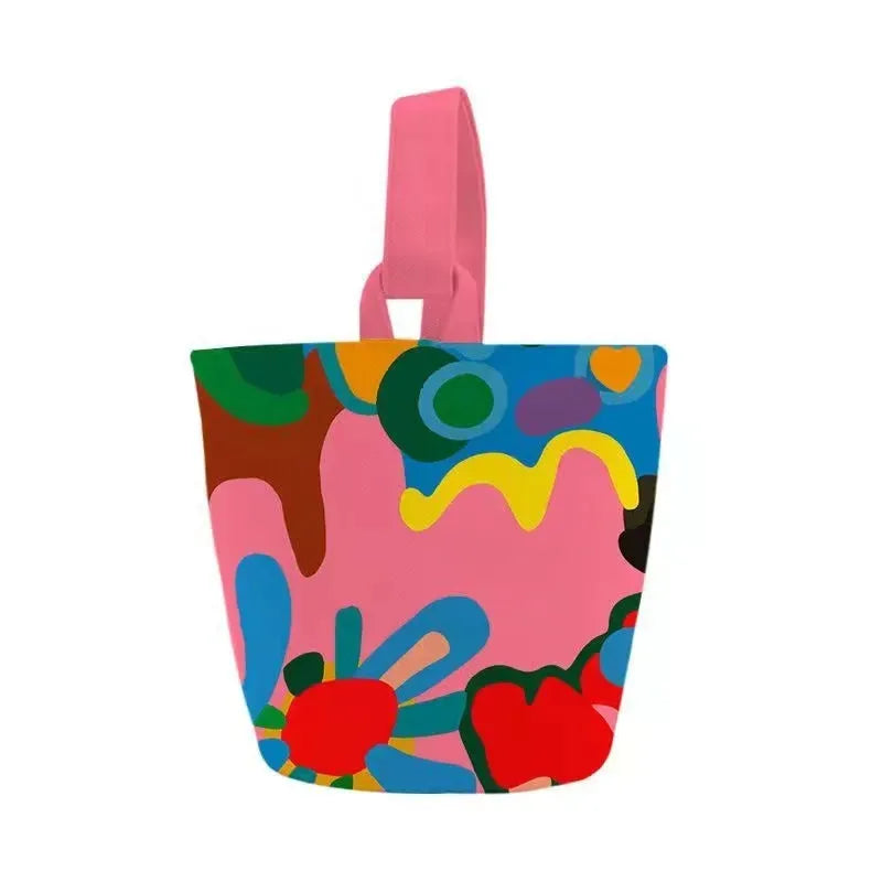 Animal Cartoon Canvas Tote Bag Magnetic Buckle Women Hand Carry Bags