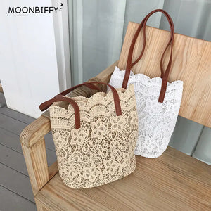 Summer Lace Women Tote Shopping Bucket Shoulder Bag