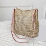 Vintage Woven Straw Beach Tote Bag Bohemian Summer Handbag